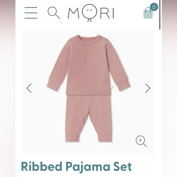 MORI Baby Blush pink Bamboo/Organic Cotton 2 PC SET 9-12 mo Rib Knit Girls - Picture 2 of 12